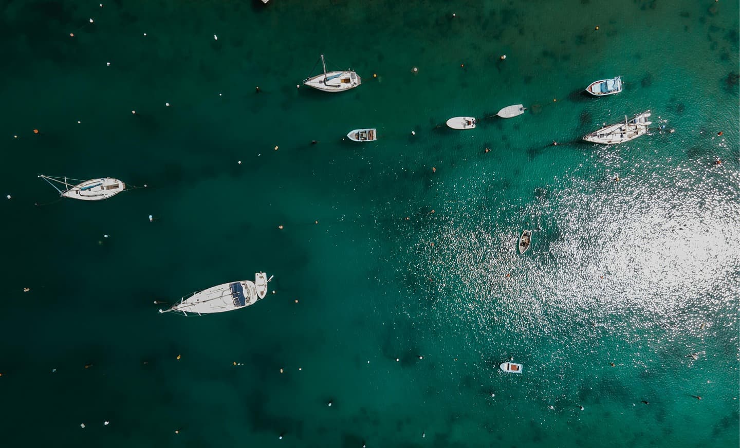Aerial of moored boats, Marine Flex deployment context